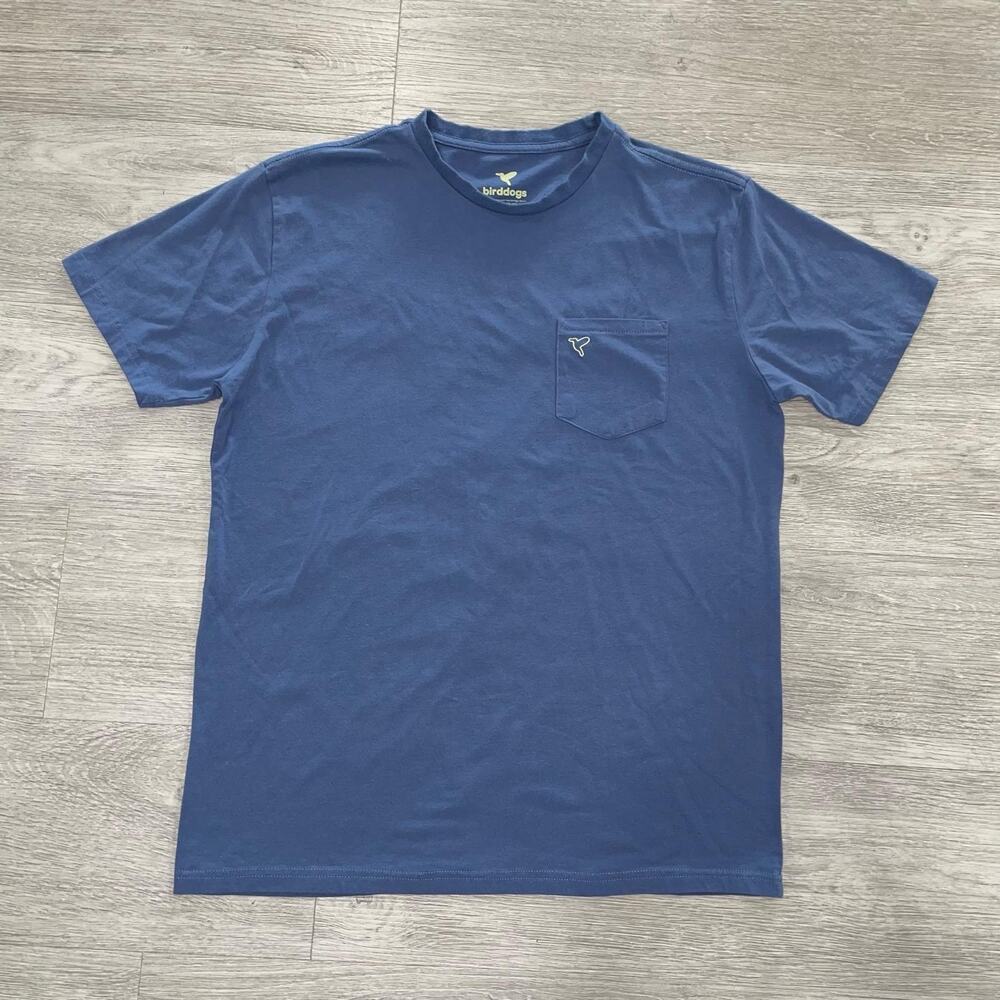 BirdDogs Shirt Men’s Large Blue Pocket Tee Short Sleeve Crew Commute Work Beach